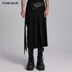 Punk Rave WQ-778BQM Side Waist Buckle Unique And Avant-Garde Punk Personality Men's Half Skirt