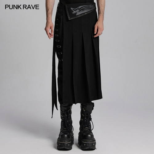 Punk Rave WQ-778BQM Side Waist Buckle Unique And Avant-Garde Punk Personality Men's Half Skirt