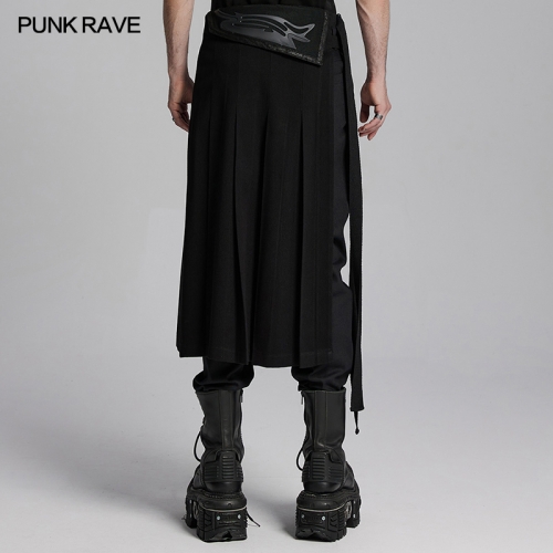 Punk Rave WQ-778BQM Side Waist Buckle Unique And Avant-Garde Punk Personality Men's Half Skirt