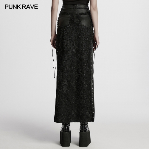 Punk Rave WQ-814BQF Drawstring Personalized Pattern Design Gothic Visual Skirt