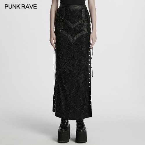 Punk Rave WQ-814BQF Drawstring Personalized Pattern Design Gothic Visual Skirt