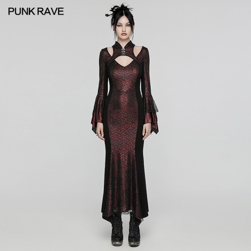 Punk Rave WQ-772LQF Adjustable Drawstring Square Cuffs And Hem Goth New Chinese Style Dress