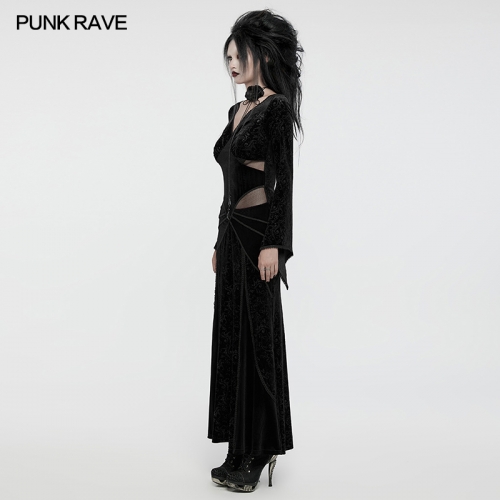 Punk Rave WQ-741LQF Sexy And Elegant Gothic Lace Decoration Goth V-Neck Embossed Sexy Dress
