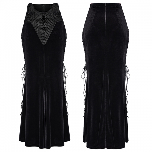 Punk Rave WQ-742BQF Stunning And Luxurious Slim Fit Of Fishtail Silhouette Goth Fishtail Skirt