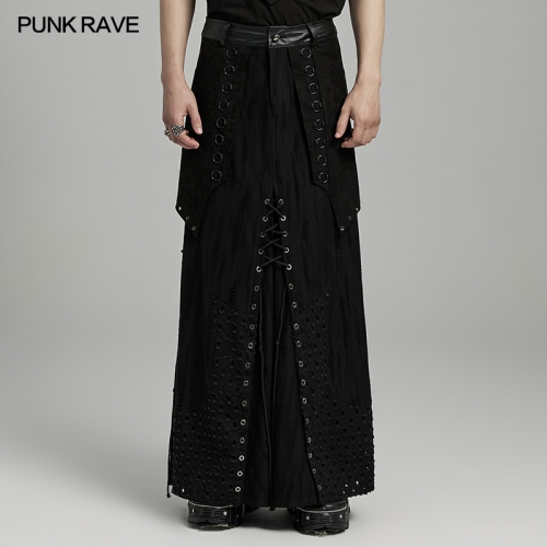 Punk Rave WQ-718BQM Personality And Creativity Punk Layered Heavy Industry Skirt