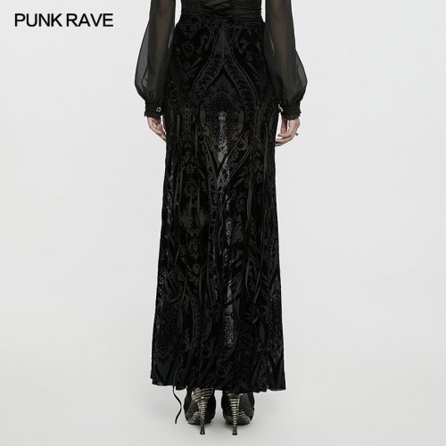 Punk Rave WQ-769BQF Lace Drawstrings Goth Gorgeous Pattern Skirt