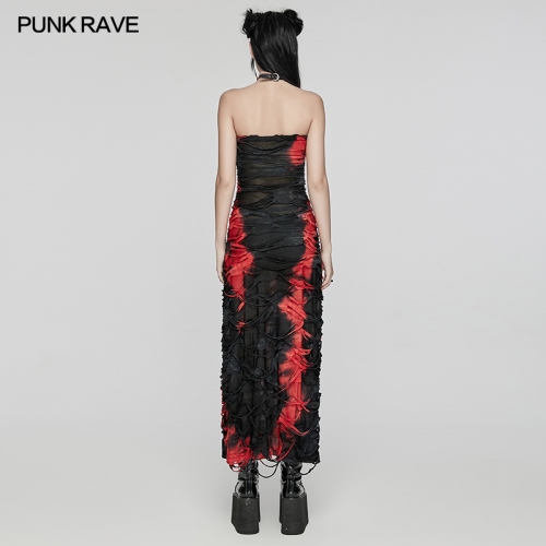 Punk Rave WQ-726LQF Decadent And Personalized Punk Vibe Goth Strapless Long Dress
