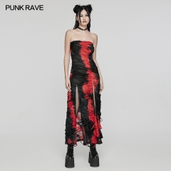 Punk Rave WQ-726LQF Decadent And Personalized Punk Vibe Goth Strapless Long Dress