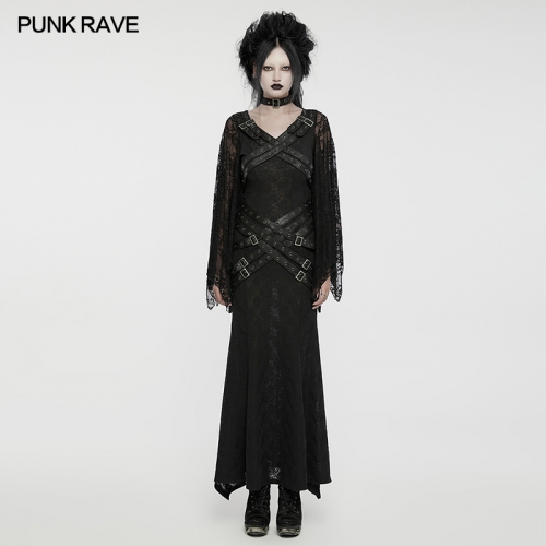 Punk Rave WQ-746LQF Bat Sleeve V-Neck Gothic Bat Sleeves Visual Dress