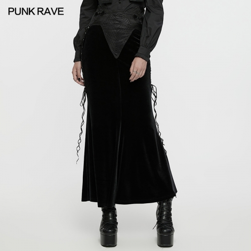Punk Rave WQ-742BQF Stunning And Luxurious Slim Fit Of Fishtail Silhouette Goth Fishtail Skirt