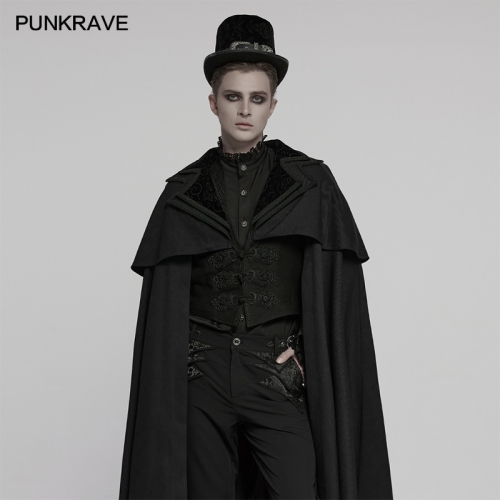 Punk Rave WY-1810DPM Double Layered Collar Simple Cloak Retro Goth Cloak-Jacket