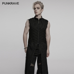 Punk Rave WY-1792MJM Unique Structural Design Simple Silhouette Punk Structure Long Vest