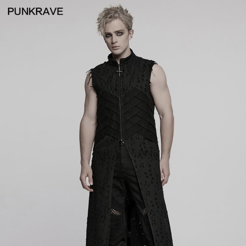 Punk Rave WY-1792MJM Unique Structural Design Simple Silhouette Punk Structure Long Vest