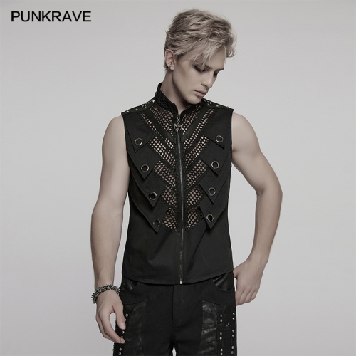 Punk Rave WY-1776MJM Personalized Fish Gill Structure Design Punk Tough Guy Vest