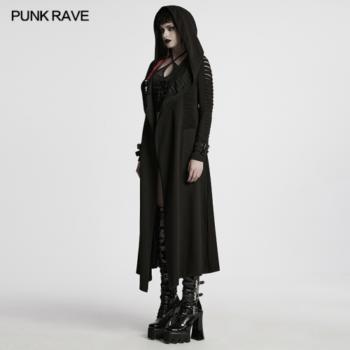 Punk Rave WY-1724XCF Special Pleating Process Punk Hooded Cut Washed Jacket