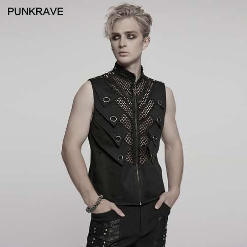 Punk Rave WY-1776MJM Personalized Fish Gill Structure Design Punk Tough Guy Vest