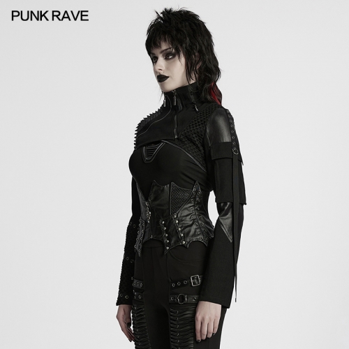 Punk Rave WY-1755XDF Handsome And Ultra Short Silhouette Punk Ultra Short Motorcycle Jacket