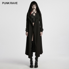 Punk Rave WY-1724XCF Special Pleating Process Punk Hooded Cut Washed Jacket