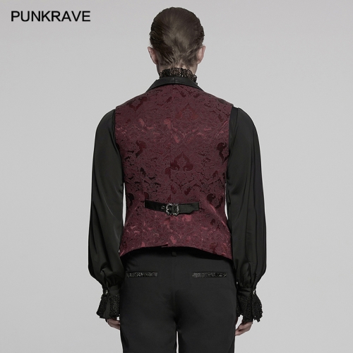 Punk Rave WY-1765MJM Bat Shaped Hem And Eyelets Gorgeous Buckles Gothic Jacquard Lapel Vest