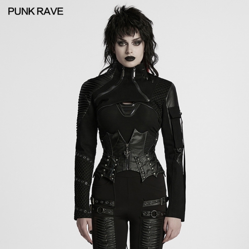 Punk Rave WY-1755XDF Handsome And Ultra Short Silhouette Punk Ultra Short Motorcycle Jacket