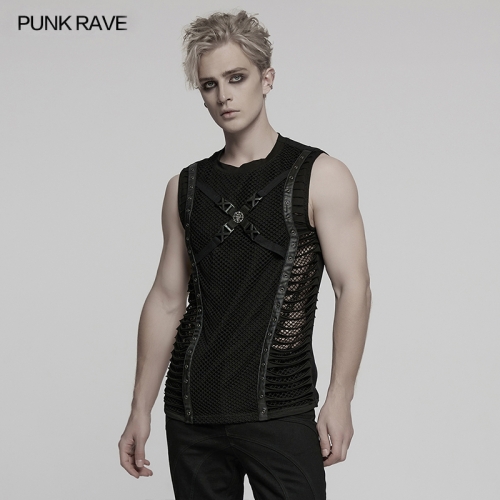 Punk Rave WT-1006BXM Cut Pieces Add Features And Full Of Personality Punk Cut Vest