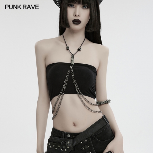 Punk Rave WS-717LHF Multiple Chains High-Quality Skulls Punk Decadent Vintage Necklace