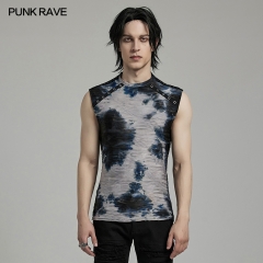 Punk Rave WT-903BXM Fitted Sleeveless Tie-Dyed Fabric Cyber Tank Top