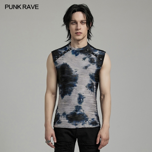 Punk Rave WT-903BXM Fitted Sleeveless Tie-Dyed Fabric Cyber Tank Top