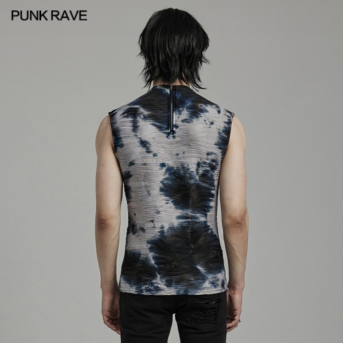 Punk Rave WT-903BXM Fitted Sleeveless Tie-Dyed Fabric Cyber Tank Top