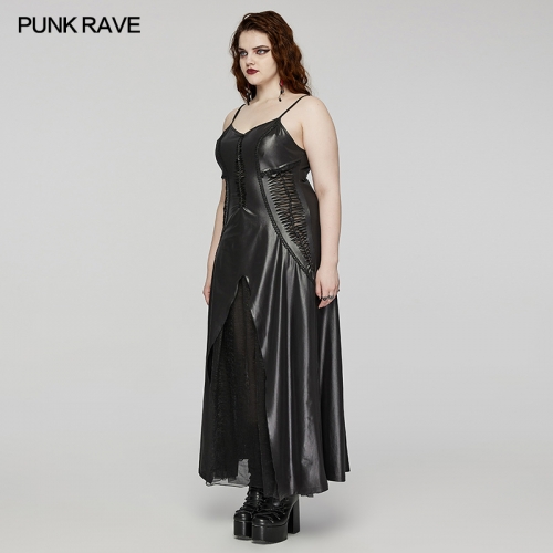 Punk Rave DQ-683LQF Elegant Big Swing Design Gothic Braided Suspender Dress