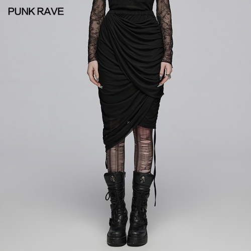 Punk Rave OPQ-1402BQF Soft Comfortable Breathable Elastic Waistband Drape Cut Multi Layered Half Skirt
