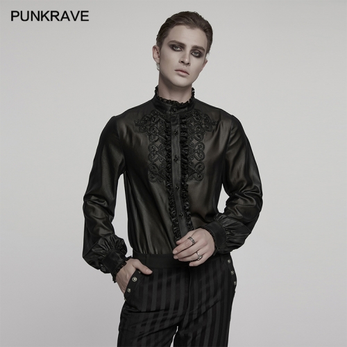 Punk Rave WY-1786CCM High-Quality Glossy Chiffon And The Luster Goth Shirt