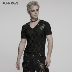 Punk Rave WT-1011TDM Strip-Shaped Cotton Ropes Punk Handsome Men's T-Shirt