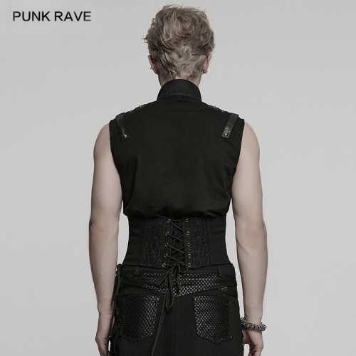 Punk Rave WS-782YDM Adjustable Back Strap Front Zipper Punk Corset