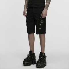 Punk Rave WK-735XDM Single Sided Zippers And Rivets Skull Rivets Punk Knight Armor Fragment Shorts