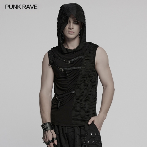 Punk Rave WT-1003BXM Asymmetric Splicing Design Punk Asymmetrical Splicing Hooded