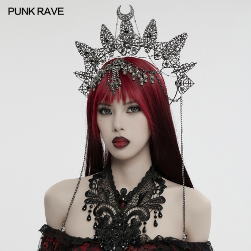 Punk Rave WS-737FSF Unique And Eye-Catching Halo Design Gothic Skull Chain Crown