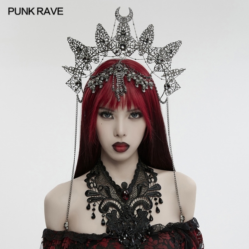 Punk Rave WS-737FSF Unique And Eye-Catching Halo Design Gothic Skull Chain Crown