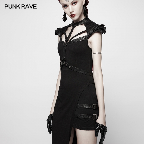 Punk Rave WS-387SSF Black Rivet Decoration Punk Half-Palm Rivet Gloves