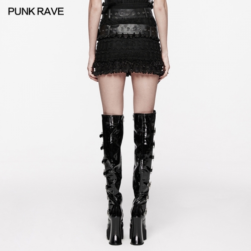 Punk Rave WQ-701BQF Mesh And Woven Ruffles Rebellious And Cute Fitted Silhouette Cute Punk Skirt