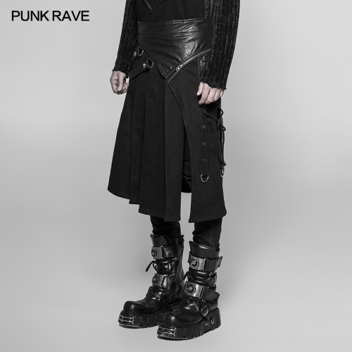 Punk Rave WQ-372BQM Eyelets And Pocket Design Punk Removable Half Skirt