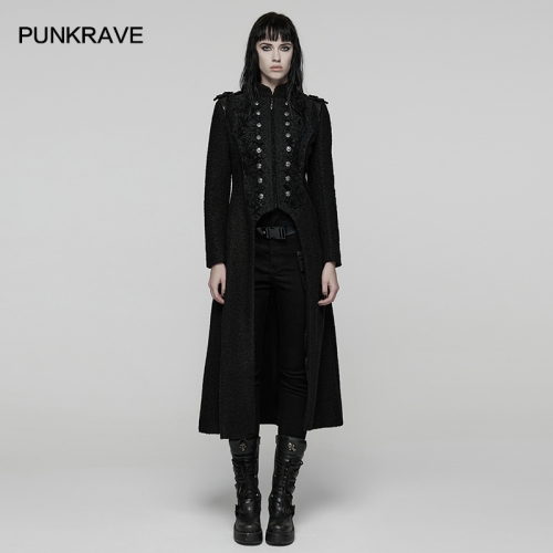 Punk Rave WY-1827XCF Large A-Line Hem Goth Double-Breasted Woolen Coat