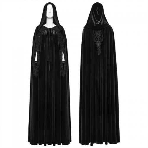 Punk Rave WY-1824DPF High-Quality Velvet And Stretch Lace Goth Velvet Cloak