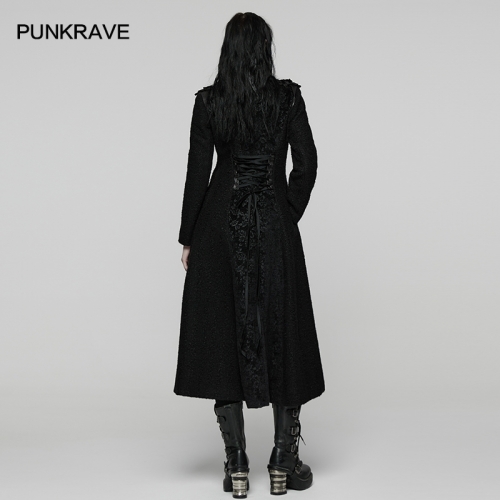 Punk Rave WY-1827XCF Large A-Line Hem Goth Double-Breasted Woolen Coat