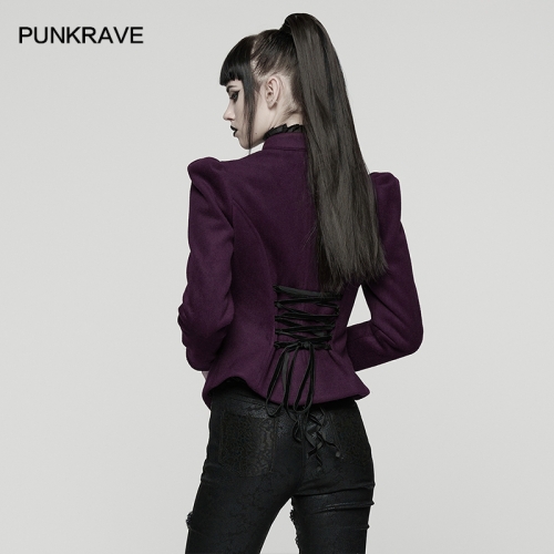 Punk Rave WY-1841EDF Unique Design Embodies Goth Embroidered Woolen Coat