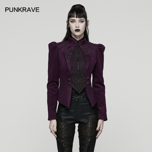 Punk Rave WY-1841EDF Unique Design Embodies Goth Embroidered Woolen Coat