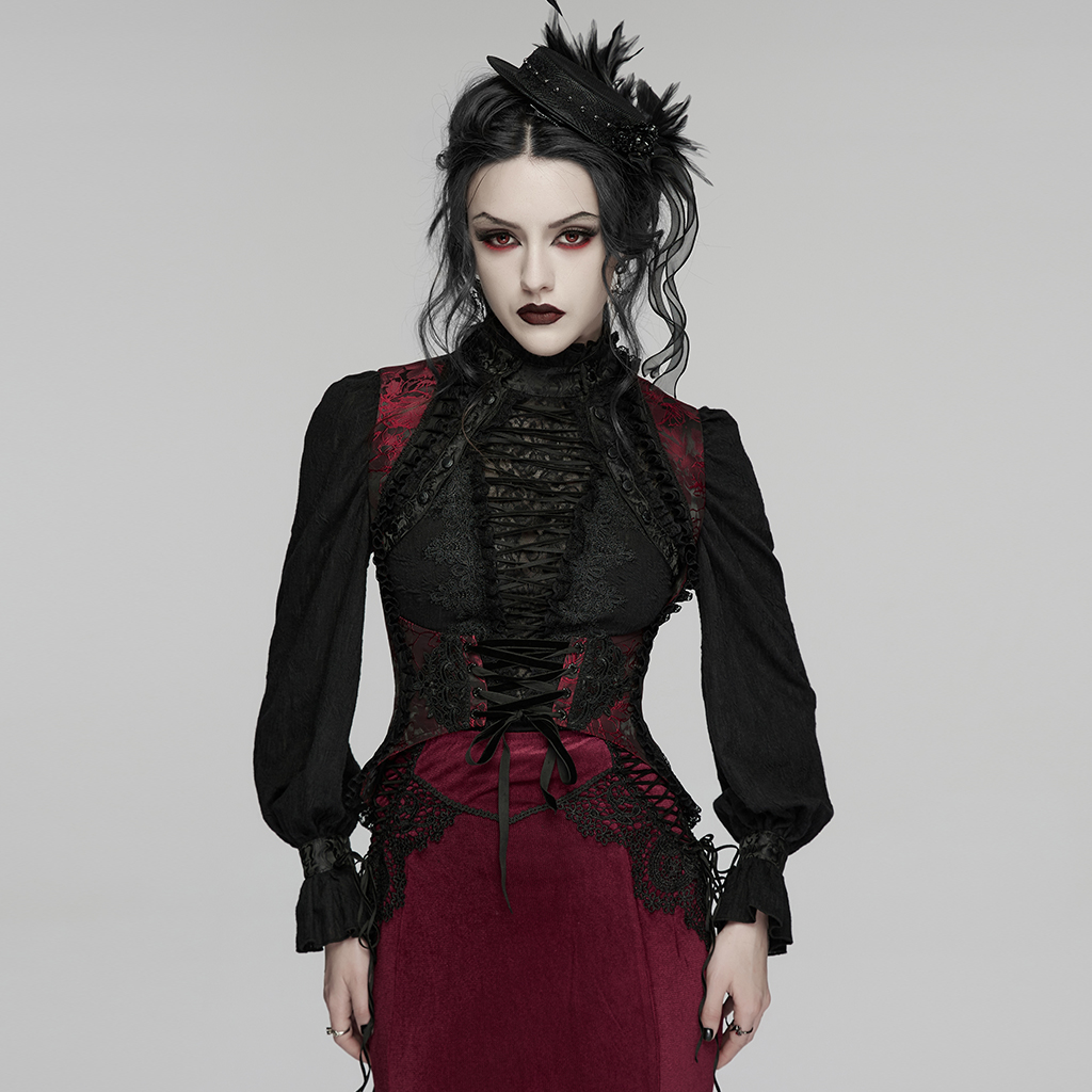 Goth Rave Photography Punk Rave Exquisite Lace Back Drawstrings Goth Palace Vest