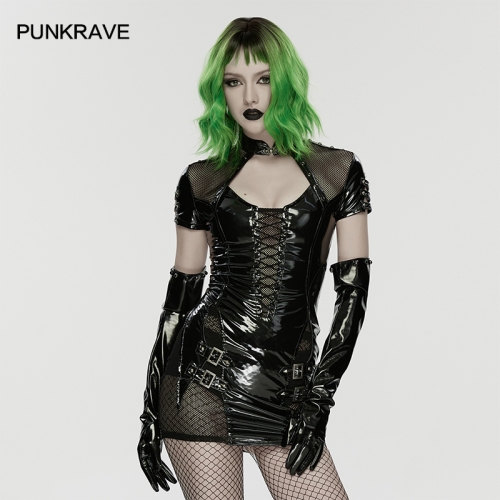 Punk Rave WS-904SSF Avant-Garde Feel With Metals Punk Patent Leather Gloves