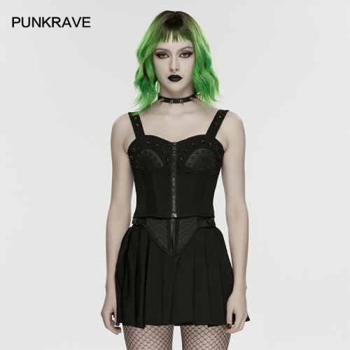 Punk Rave WY-1904SYF Drawstring Design Denim And Stiff Mesh Cyberpunk Mechanical Corset