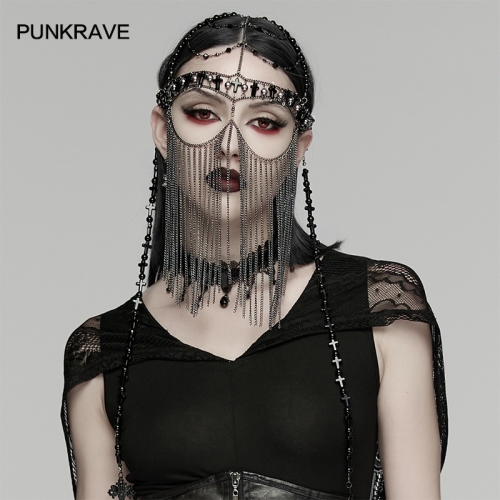 Punk Rave WS-890FSF Copper Chains Goth Cross Priest Tassel Headwear